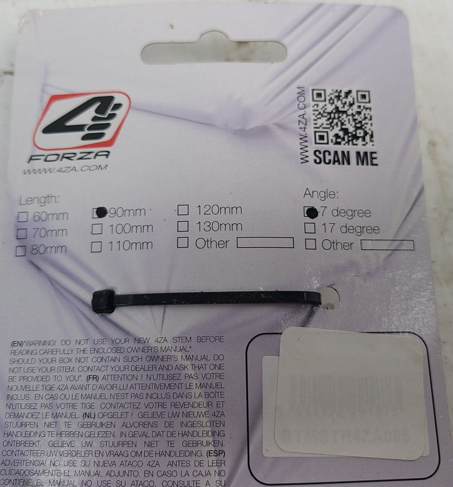 FORZA Bicycle Neck Stem 90MM 7 Deg White