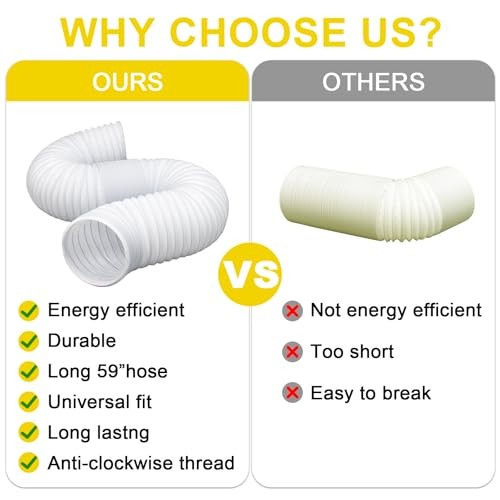 Portable Air Conditioner Hose, 5.9" Diameter Anti-Clockwise Thread, Universal