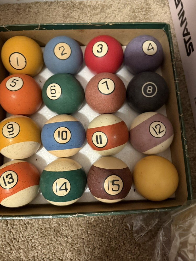 Vintage Billiard Pool Balls 2 1/4" Set