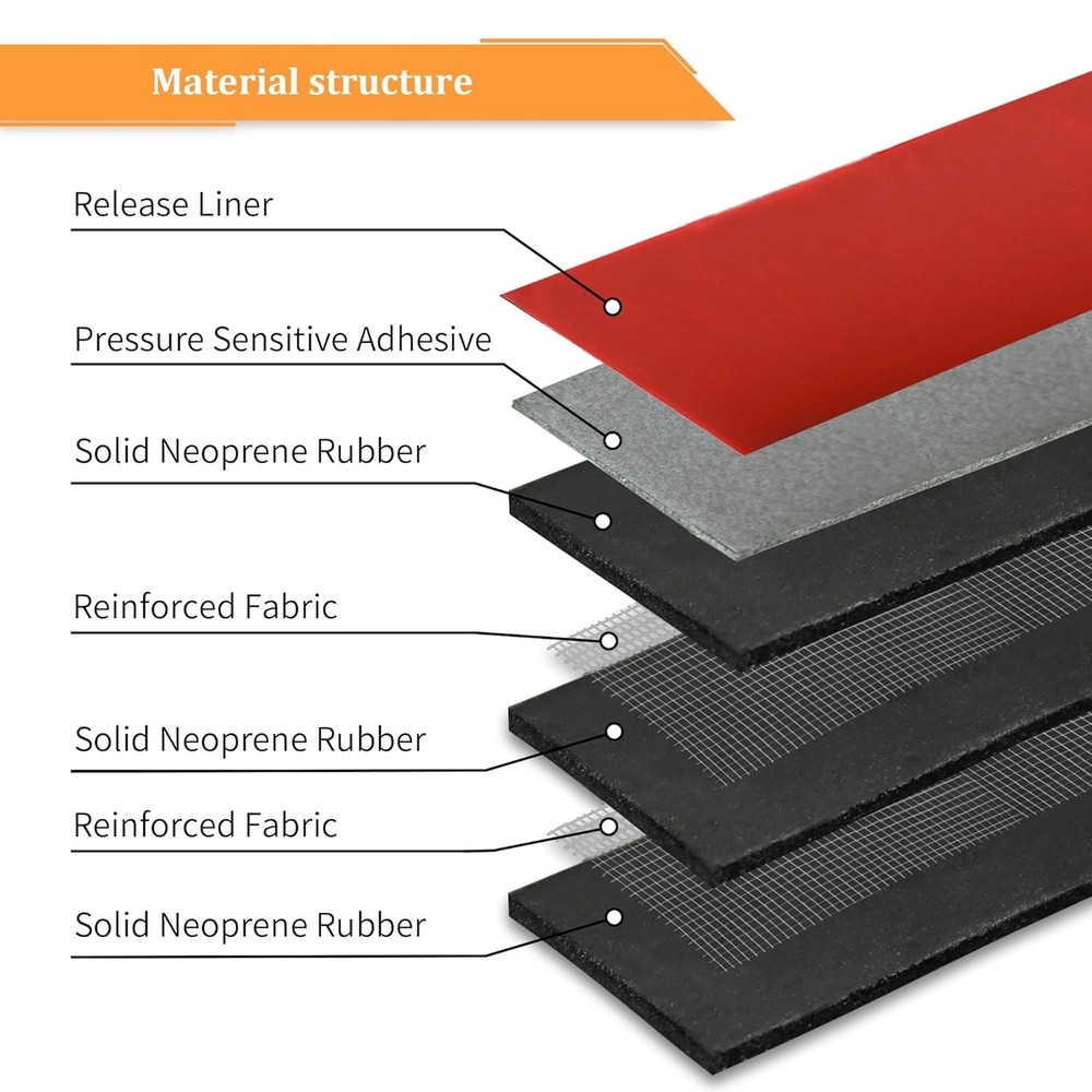 Solid Neoprene Rubber Strips 3" Wide x 10' Long - Tear-Resistant & Versatile Use