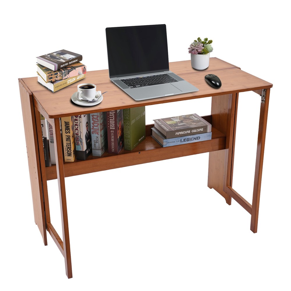 Foldable Bamboo Desk – Space-Saving Home Office Writing Workstation