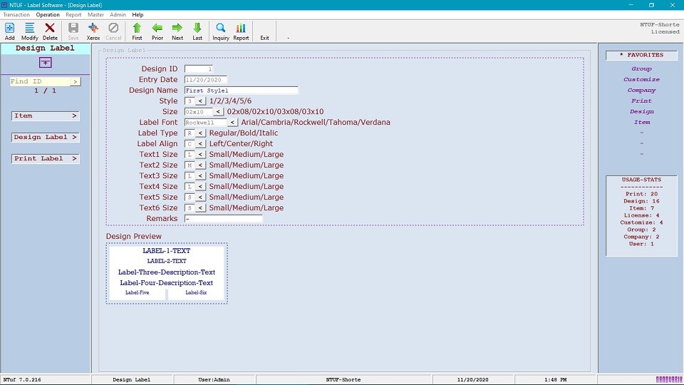 Inventory Item Label Maker Software - Tag Marker NTUF
