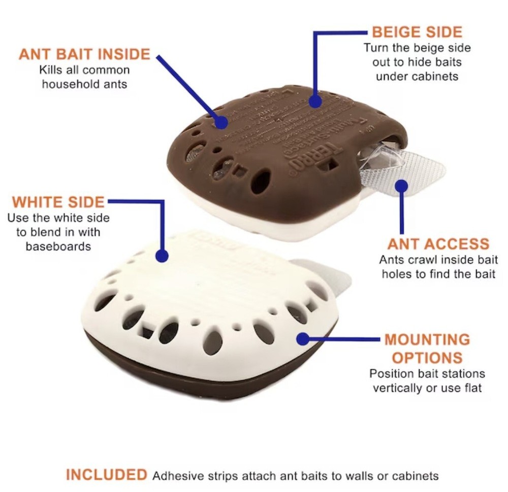 Terro T334B Multi-Surface Liquid Ant Baits with Bait Station & Adhesive Strips