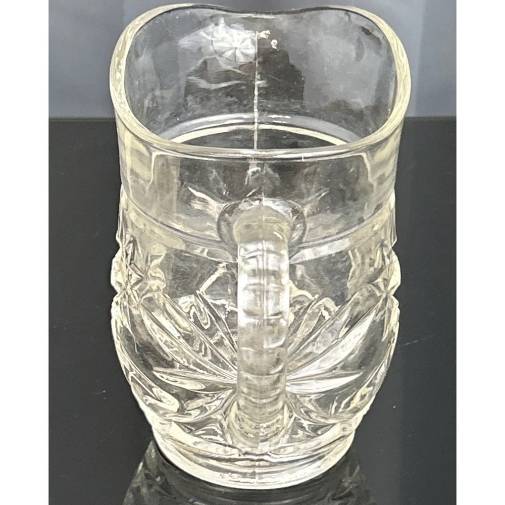 Anchor Hocking Clear Glass Pitcher Starburst Pattern Handle Spout Small Server