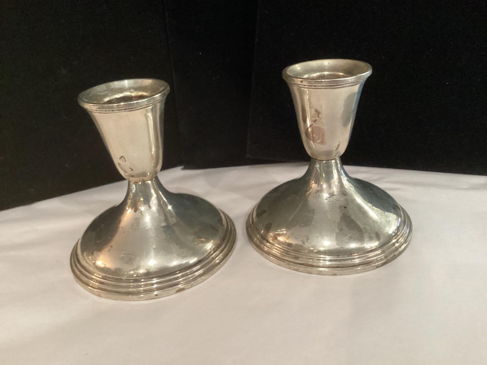ANTIQUE AUTHENTIC SIGNED EMPIRE STERLING SILVER CANDLE STICKS MUST SEE NO RES