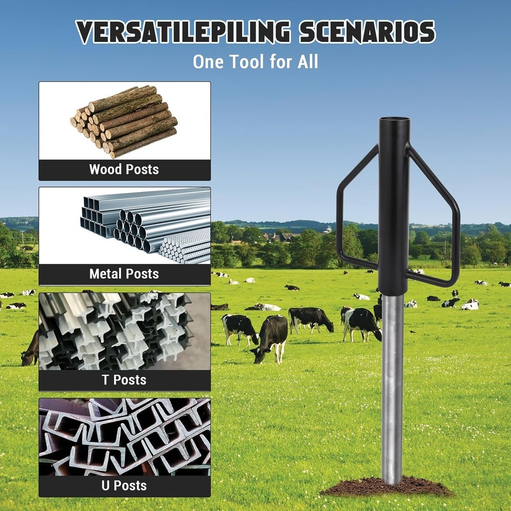 Fence Post Driver 12 LB T Post Driver with Handle Heavy Duty Hand Post Pounder..