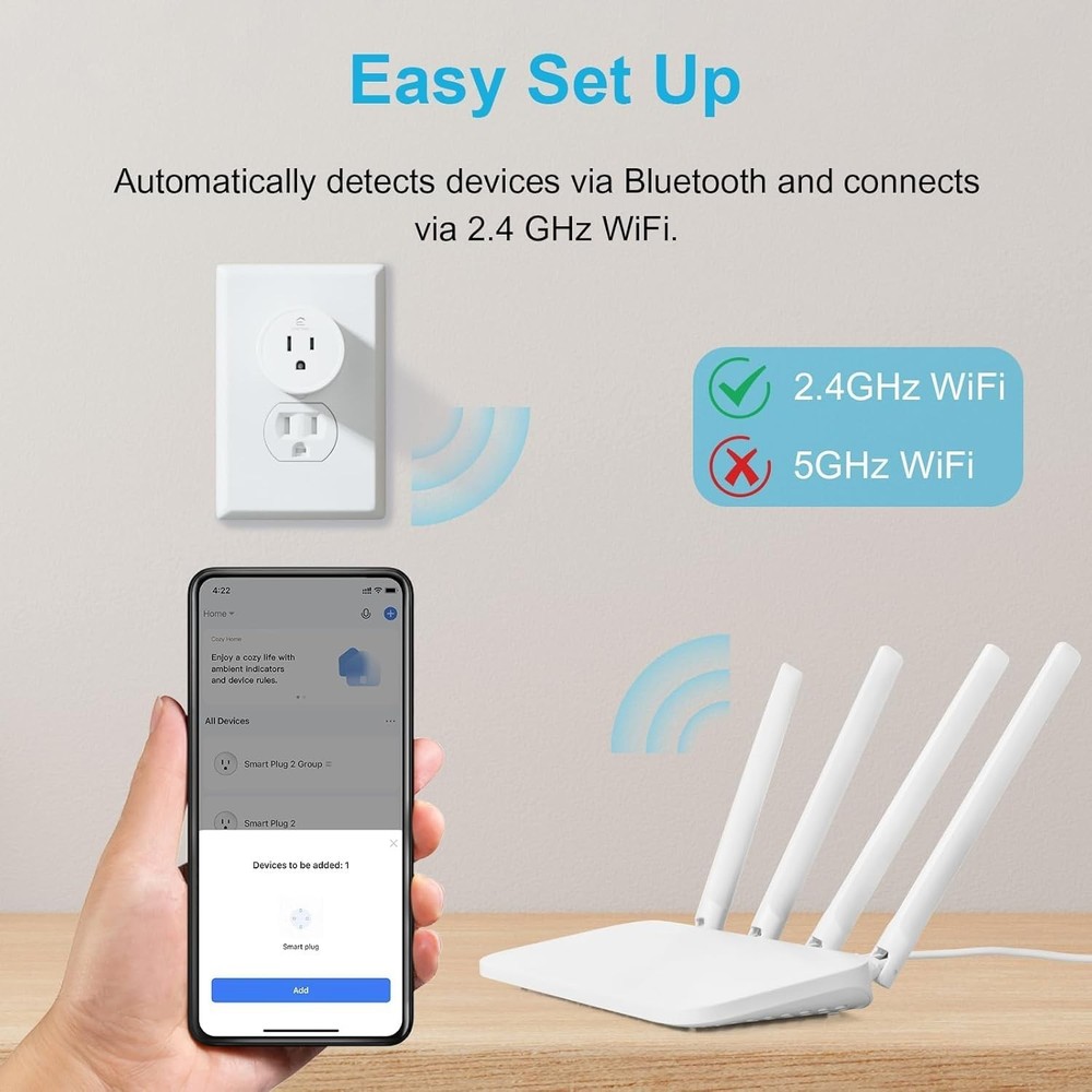 EIGHTREE Smart Plug 4-Pack WiFi Outlet Alexa Google Home Remote Timer