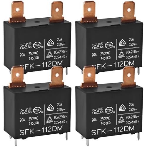 SFK-112DM Relay (Pack of 4) - 12VDC 20A 250VAC 4Pins Air Conditioner Water