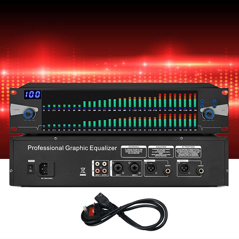 Professional Graphic Equalizer Digital Equalizer Dual 31-Band Spectrum Display.