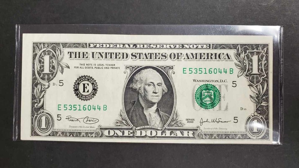Alignment Error 2003 $1 One Dollar Federal Reserve Note