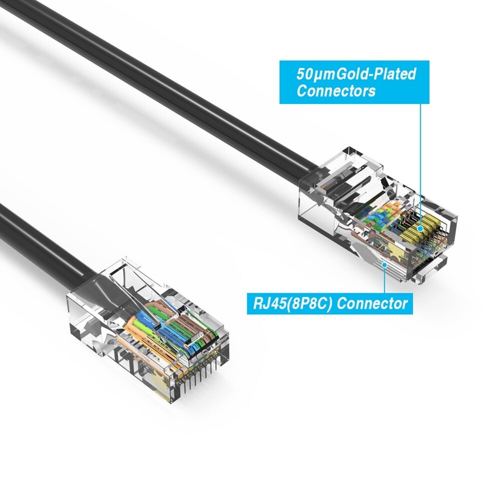 5FT Cat5E RJ45 Ethernet LAN Network UTP Non-Booted Patch Cable Copper Black