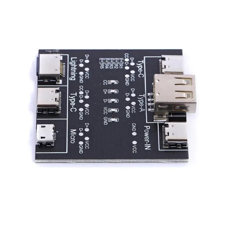 Dual USB & Type-C Cable Tester Board – lighting Connector and Micro USB tester