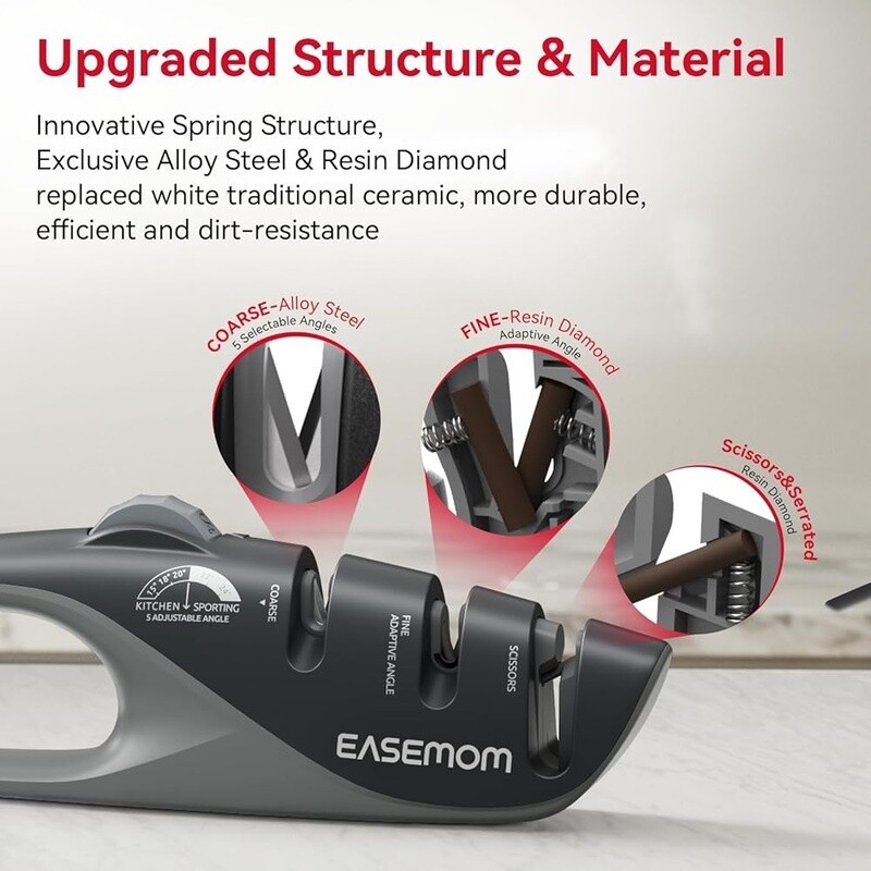 Kitchen Knife Sharpener 5 Adjustable Angles Ergonomic Handheld Tool Coarse Fine