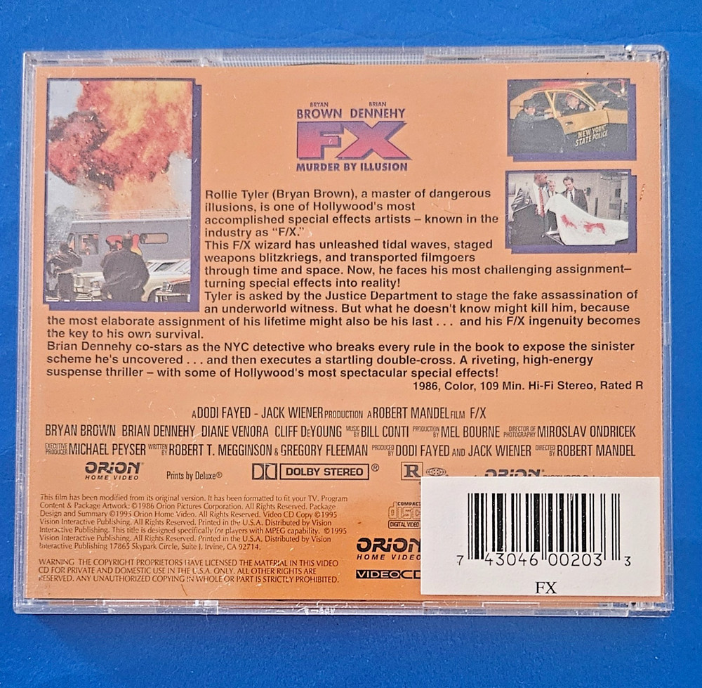 FX: Murder by Illusion VCD, 2-Disc Set, 1995) Very Good