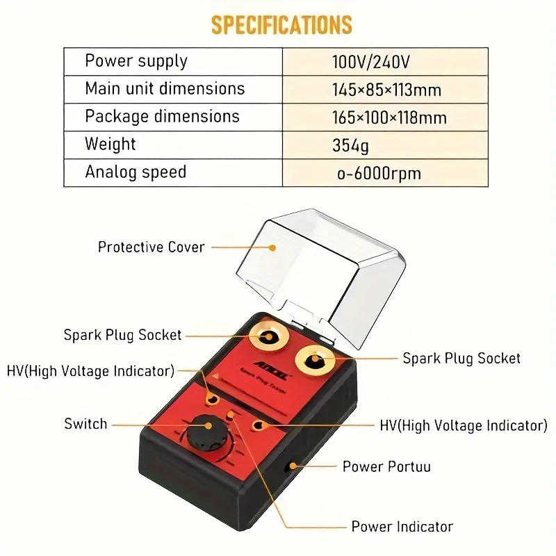 Ancel Spark Plug Tester Ignition Diagnostic Detector 110V 220V Protective Design