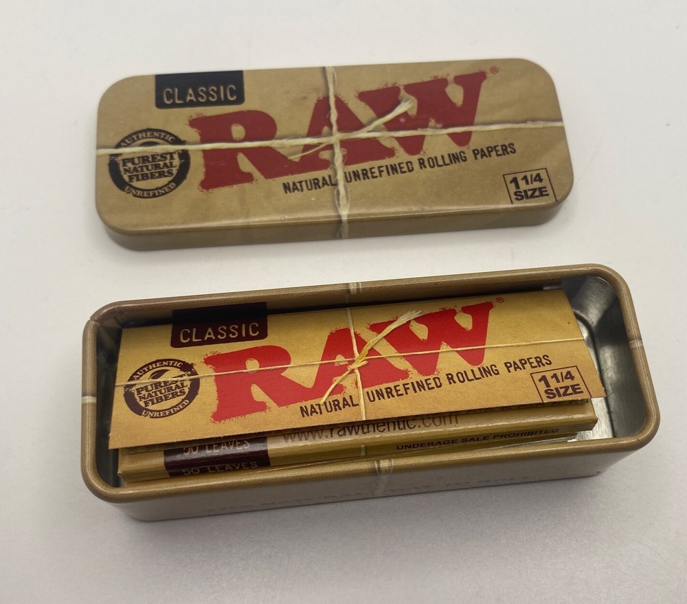 Authentic RAW Classic Cone Caddy Storage Container Rolling Papers w/ 2 RAW 1.25