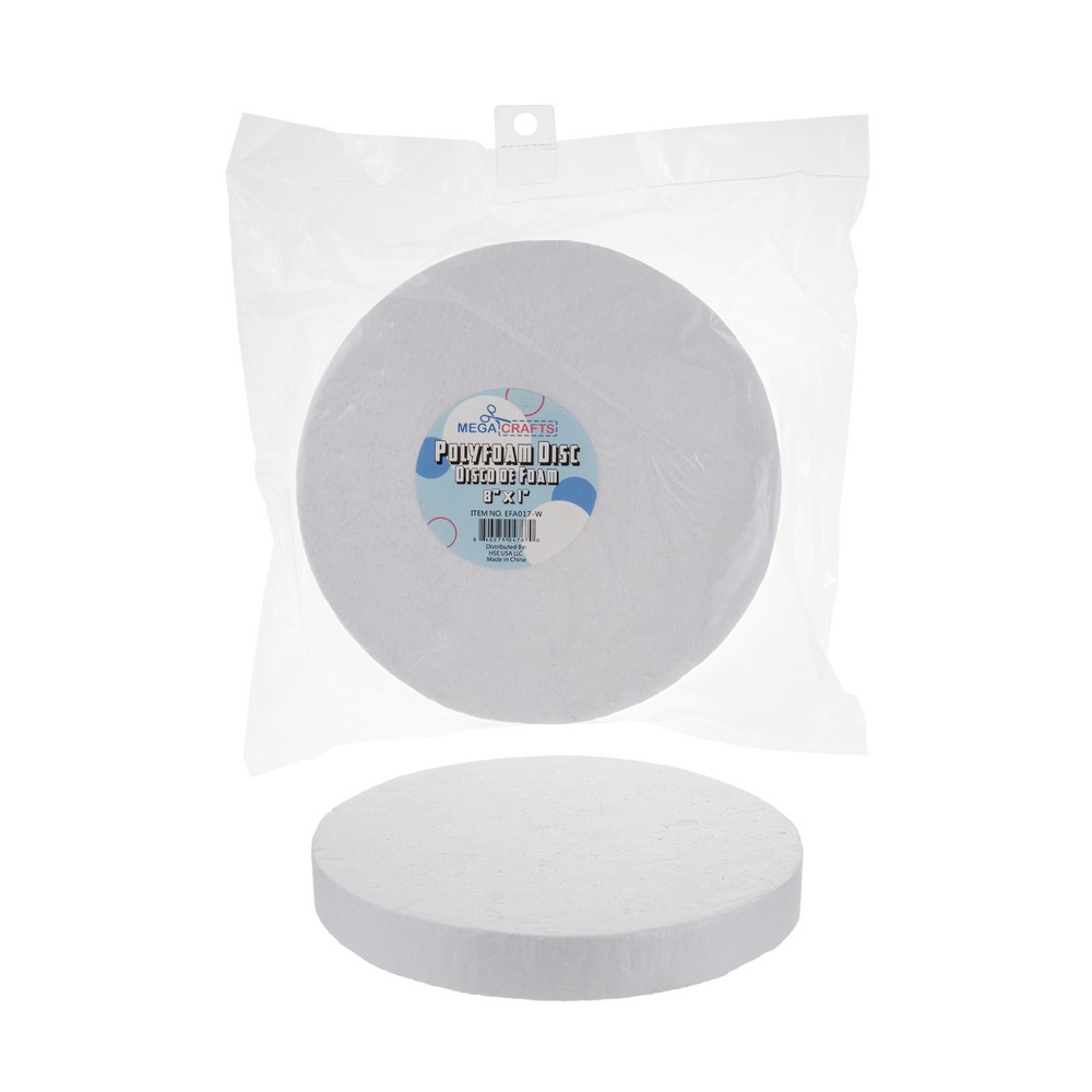 Mega Crafts 12 Pcs White Poly Craft Foam 8" Inch Disc Polystyrene Discs, Arts