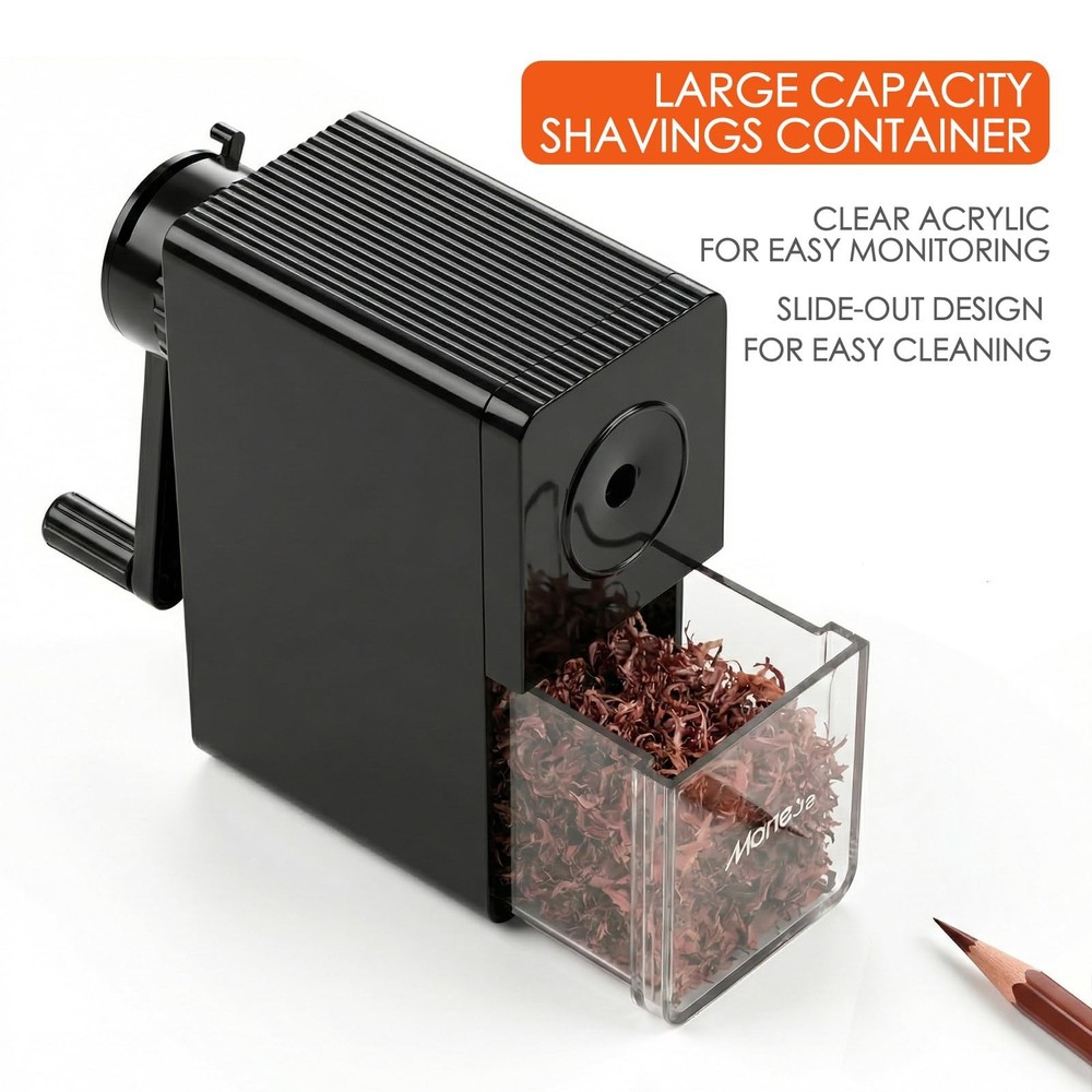Marie's Long Point Manual Pencil Sharpener, 5-Level Adjustable Hand Crank Sha...