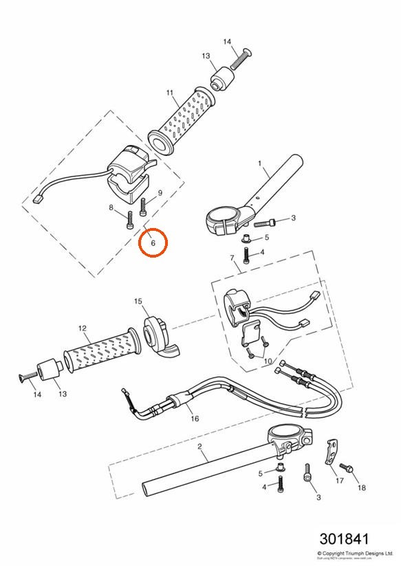 Triumph T2040274 - Left Hand Handlebar Light Switch Assembly