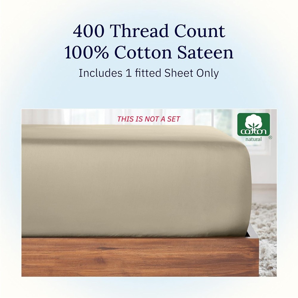 Design Den Deep Pocket King Fitted Sheet Only, 400 Thread Count