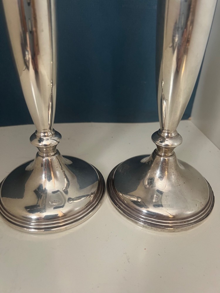 EMPIRE WEIGHTED STERLING NEO CLASSICAL 9.5" TALL CANDLESTICKS