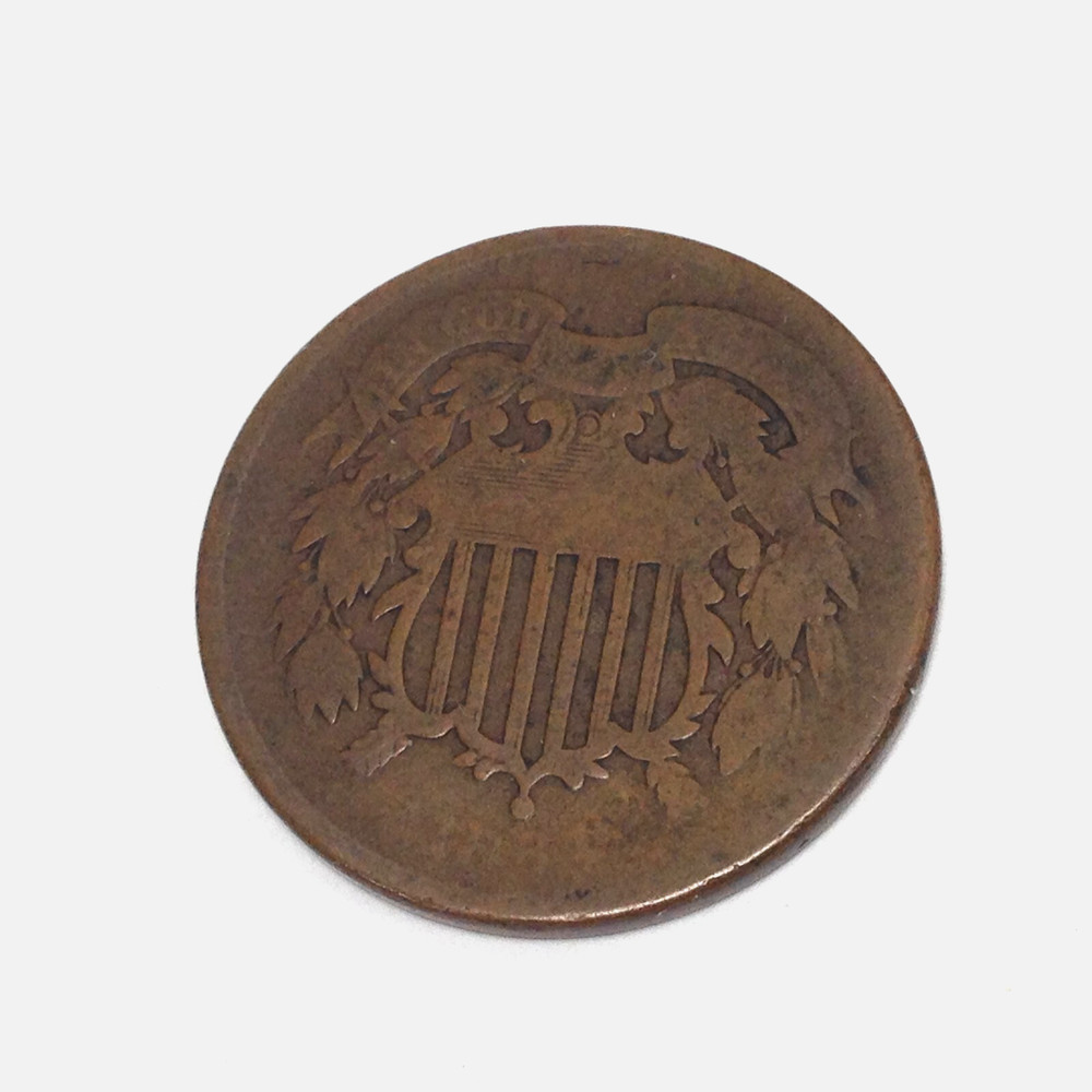 1864 Two Cent Piece - 2c 2¢ US Circulated Raw Bronze Type Coin -