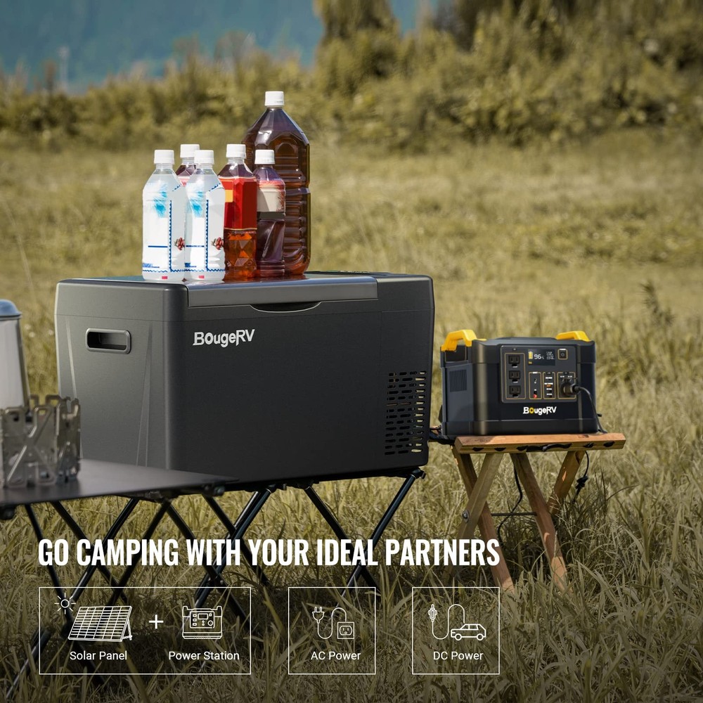BougeRV 12 Volt Refrigerator 12V Car Fridge 23 Quart Portable Freezer Compressor