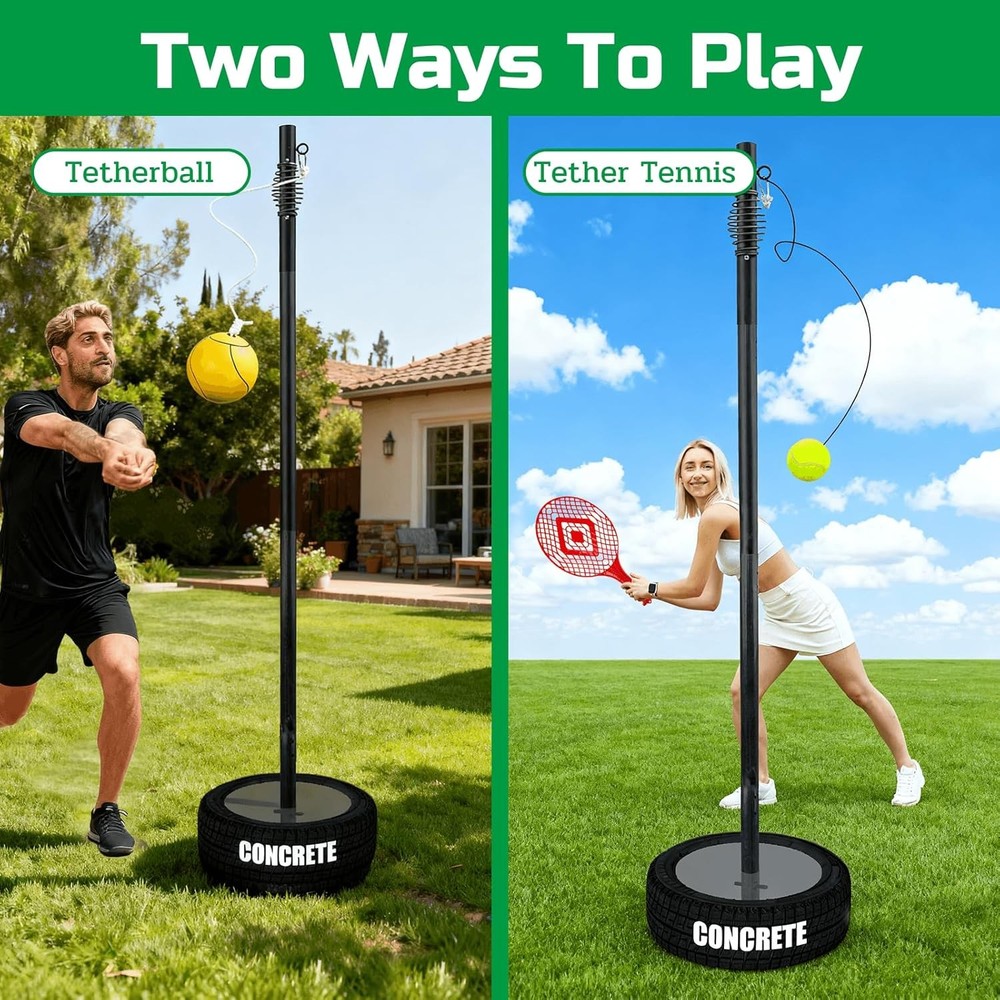 Tetherball Tennis & Tetherball Set Tetherball Equipment with Pole for Backyar...