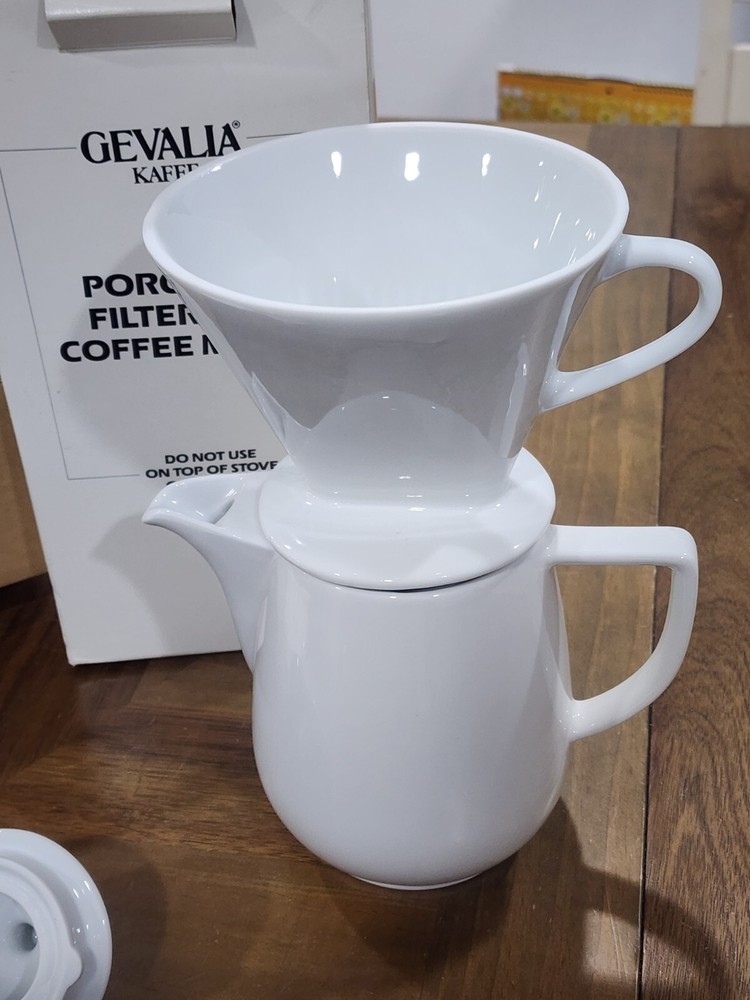 GEVALIA KAFFE Porcelain Filter Drip Coffee Maker White Open Box