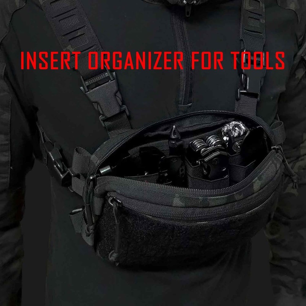 6 Piece Tactical Bag Insert Pack, Modular Elastic Loop Panel Organizers Pouch In