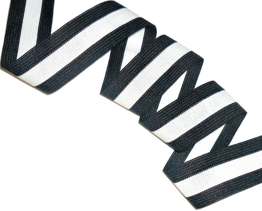 31MM BLACK WITH WHITE STRIPE, POLYESTER STAY TAPE, 50MTR ROLL