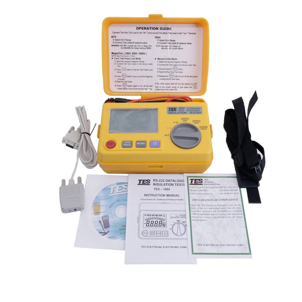 TES-1604 Auto Ranging Datalogging Insulation Tester Meter with Software NEW