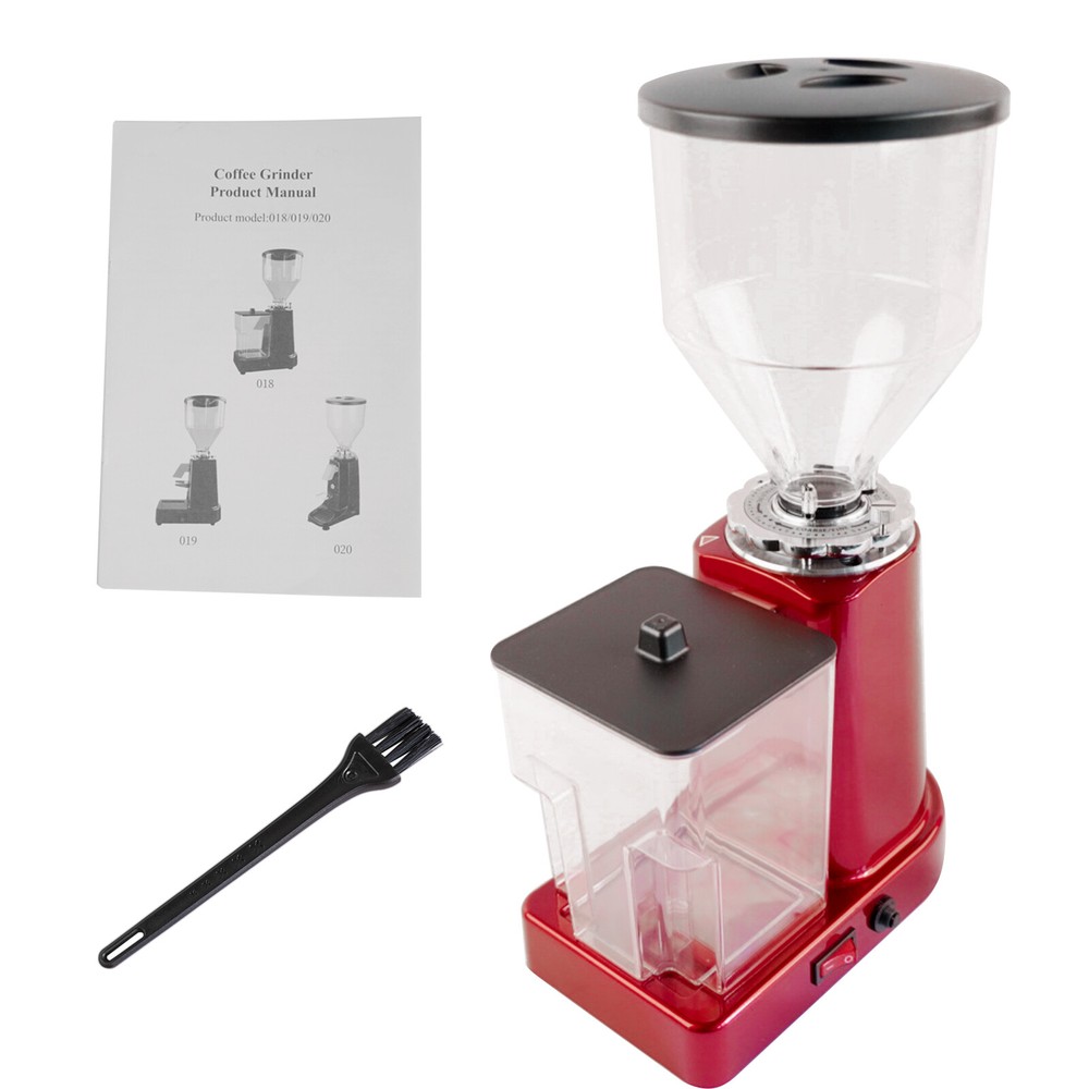 Adjustable Bulk Coffee Grinder 35oz w/ 19 Grinding Settings Flat Burr Black/Red
