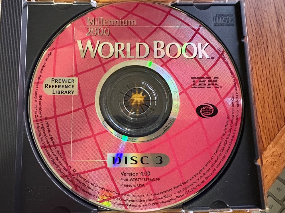 IBM Millennium 2000 World Book v4.00 (1999) - PC CD Software 4 Disk Set