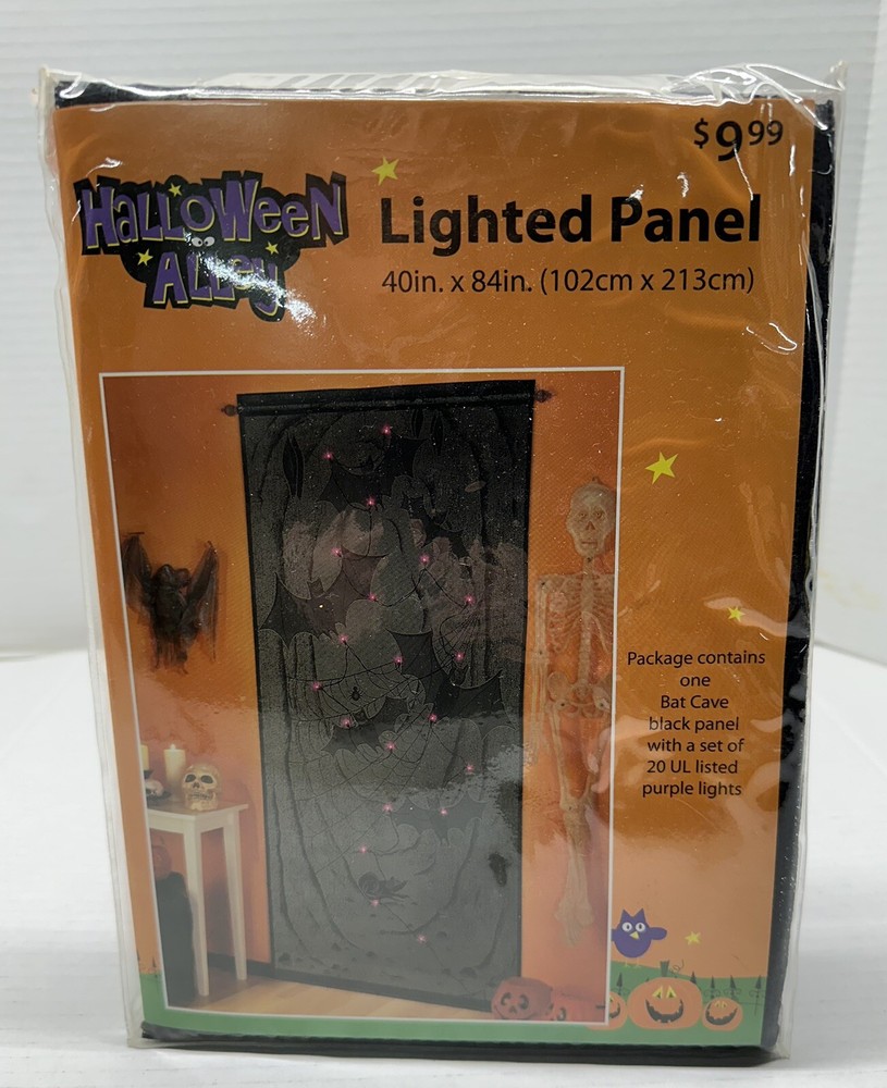 40” X 84” Lighted Panel Halloween Door Wall Decorative Lighting String Bat Cave