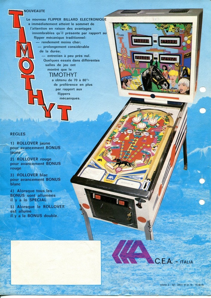 Timothyt C.E.A. Pinball Flyer/ Ad / Brochure