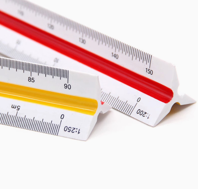 1pc 30cm/12" Solid Plastic Metric Triangular Scale Ruler Architect Engineers