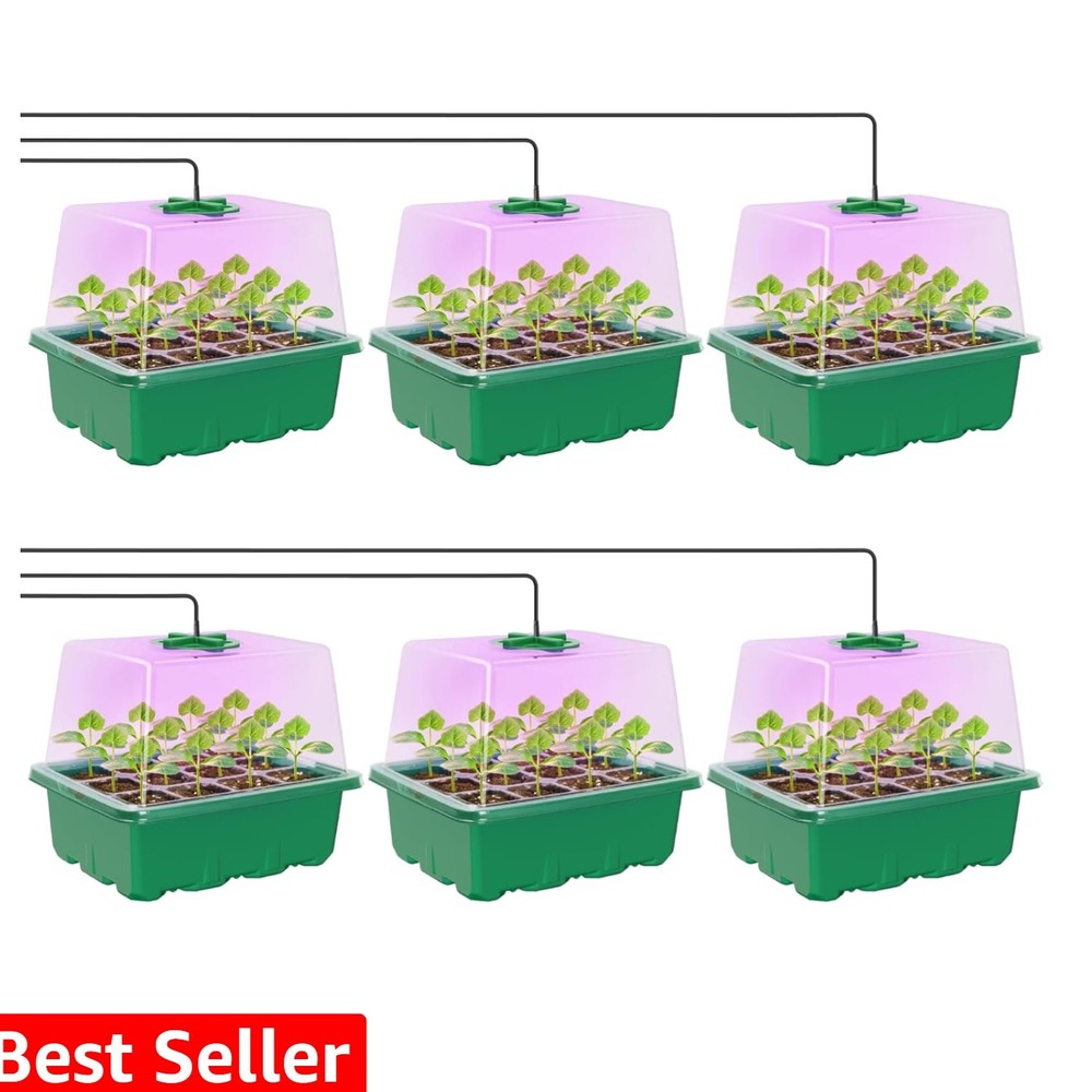 Seed Starter Kit with Grow Light, Elevated Seedling Tray Kit with Adjustable ...