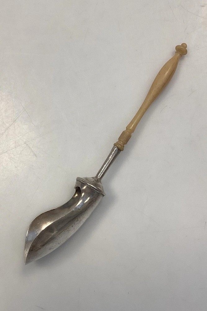 Danish Provincial silver sugar spoon with horn handle