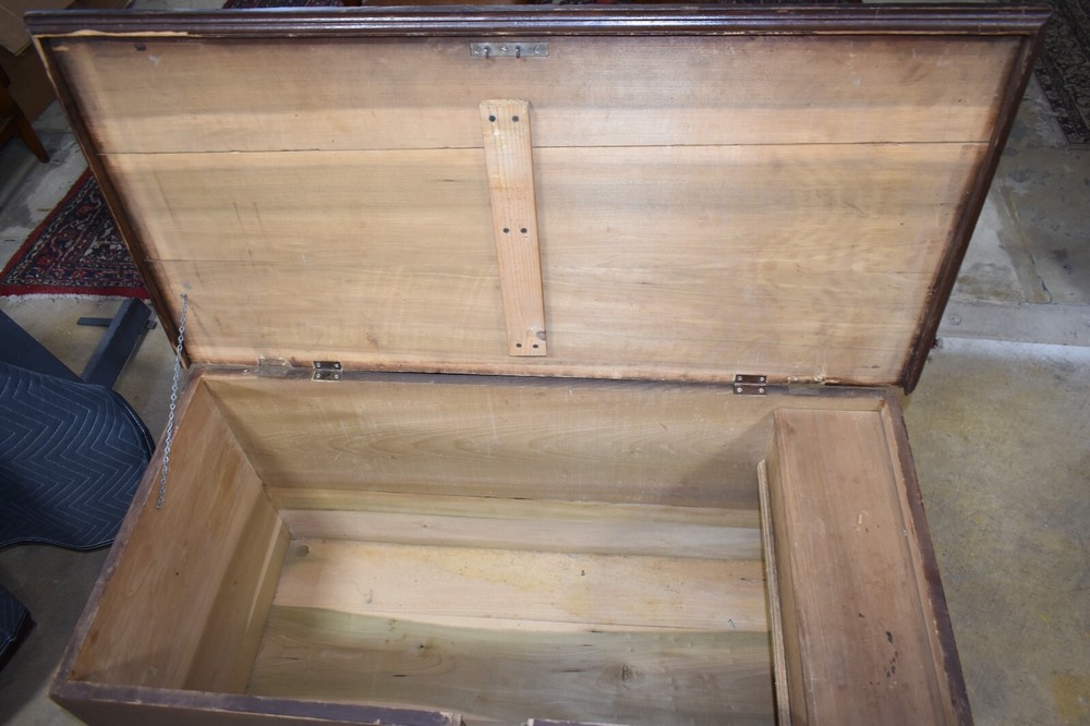 Antique Primitive Blanket Chest, Trunk with Dovetailed Corners