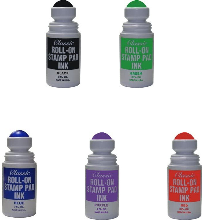 Roll-on Stamp Pad Ink - 5 COLORS