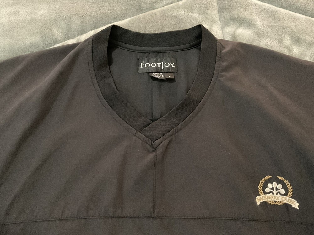 FootJoy Black Pull Over V Neck L/S Pullover Jacket Large Men's Hackberry Creek