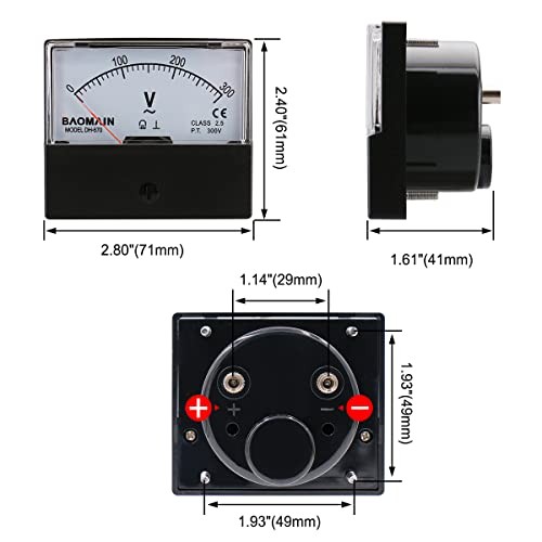 Plastic Housing DH-670 AC 0-300V Rectangle Volt Analog Panel Meter Class 2.5