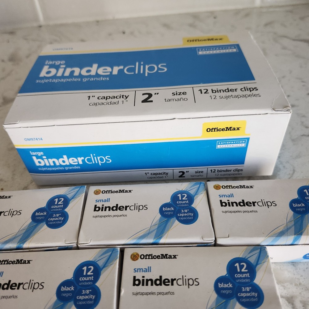 Office Max Binder Clips - Small & Large - New Open Box - LOT