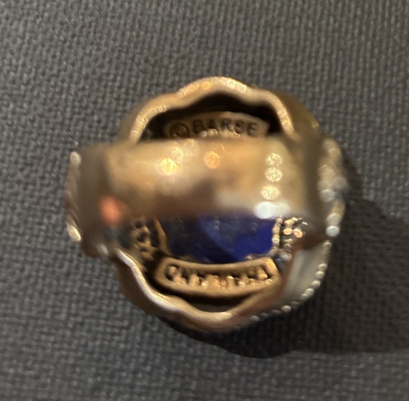 Large Barse Brass Lapis Luzuli Ring Beautiful Ring