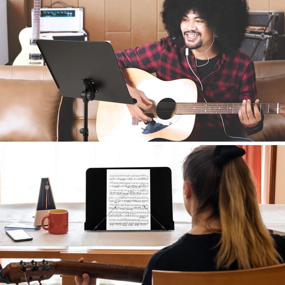 Adjustable Music Stand - Holds Thick Books & Tablets