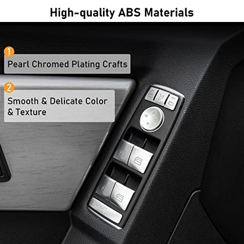 Inner Door Power Window Switch Button Covers Trim Sticker Replacement Silver