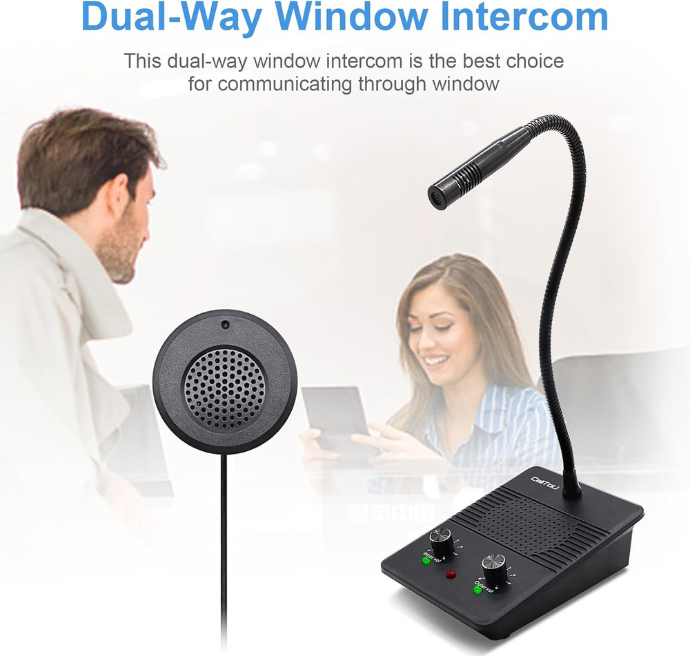 Window Speaker Intercom System,Dual Way Anti-Interference Intercommunication Mic