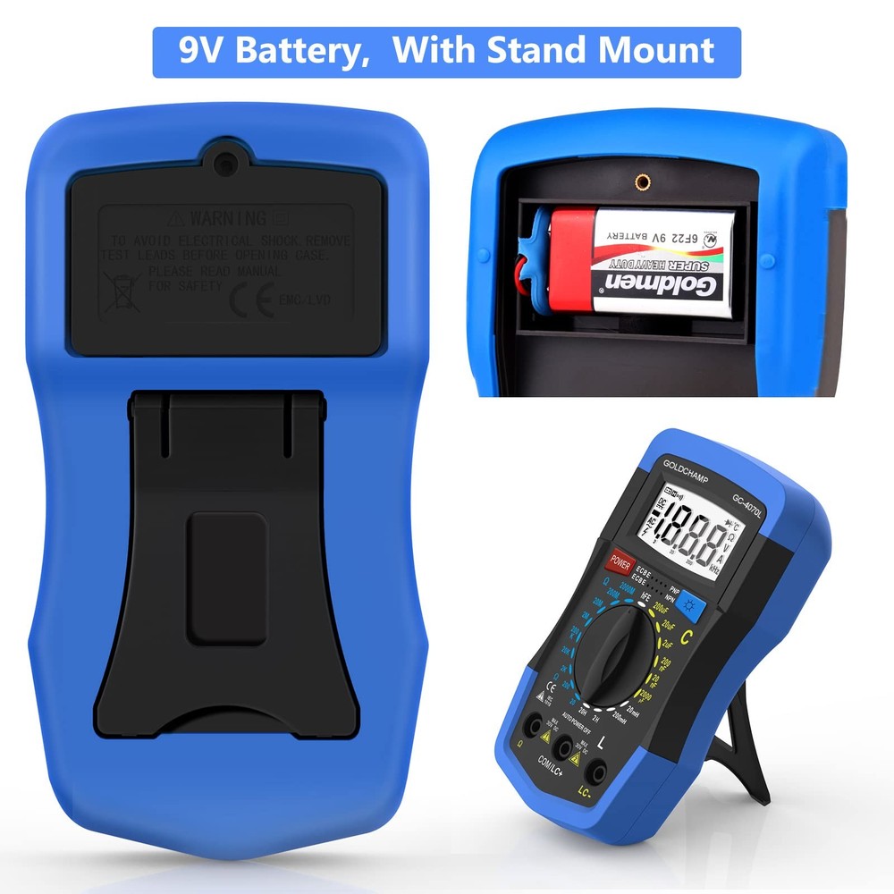 2000pF~200uF Capacitor Tester, 200~2000M0 0hm MeterCapacitance Meter, hFE Tes...