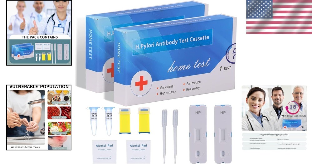 Helicobacter Pylori Kit - Quick & Accurate 10-15 Min Home Testing